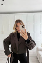 Cropped Trench Coat- Brown