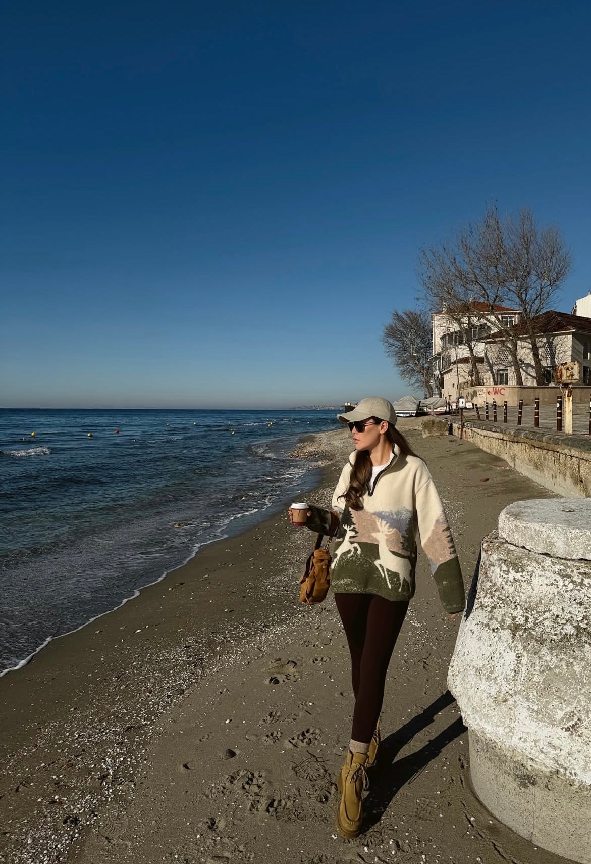 Khaki print Ski-sweater