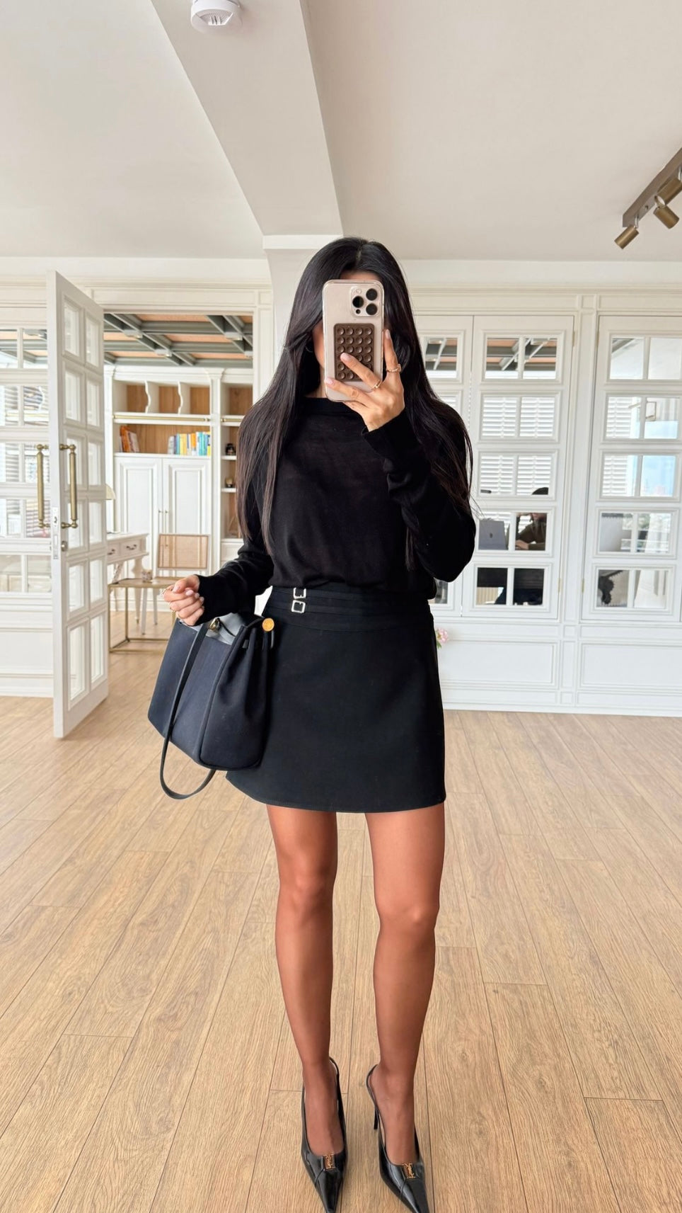 Black mini skirt