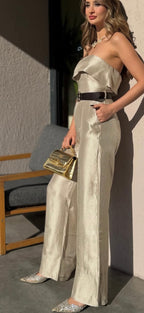 Belted-metallic Jumpsuit