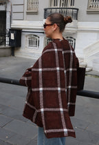 Plaid Cardigan with Scarf