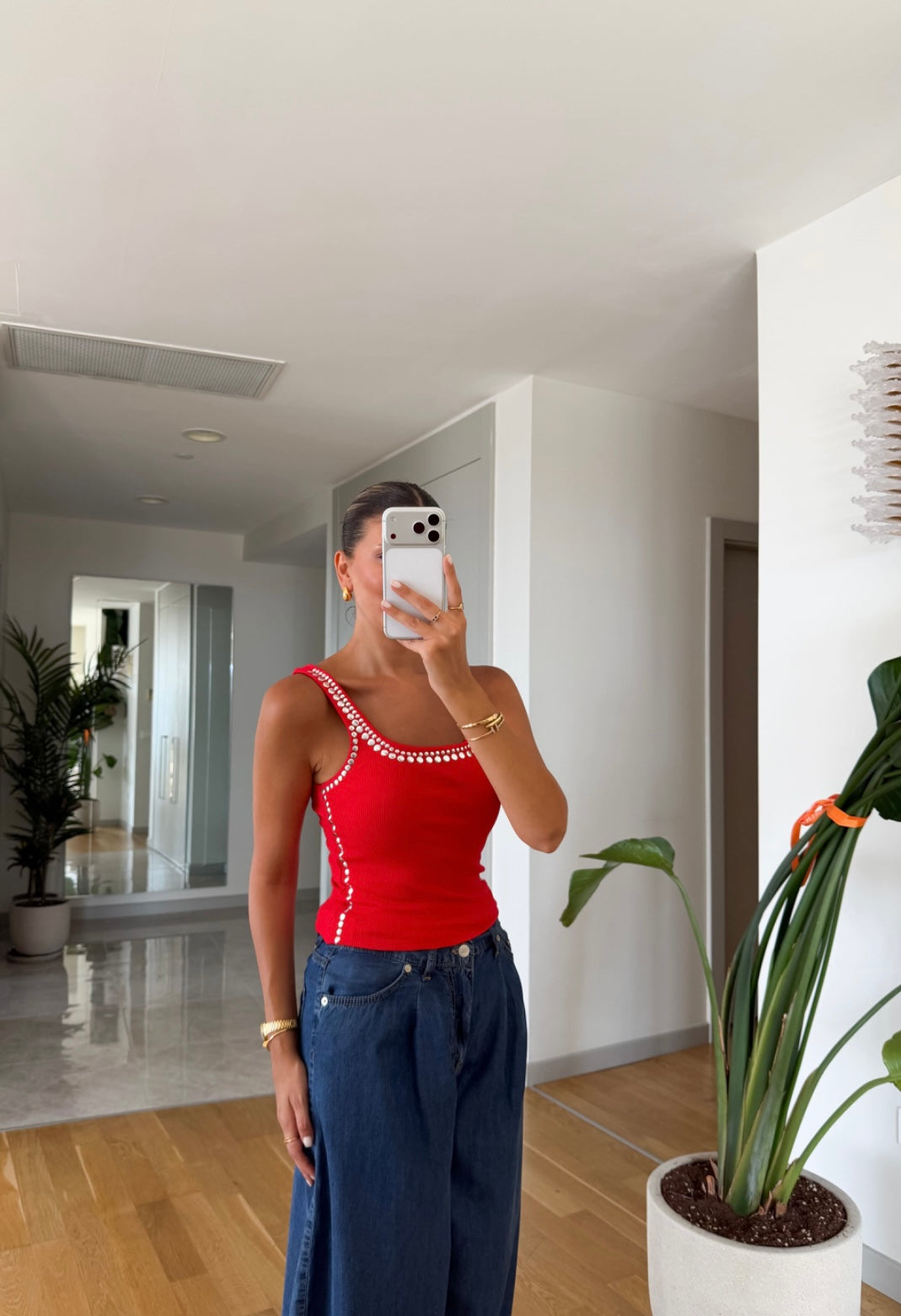 Bella Stud Top - Red