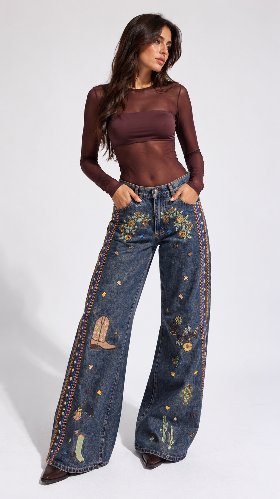 Boho Wide Leg Jeans