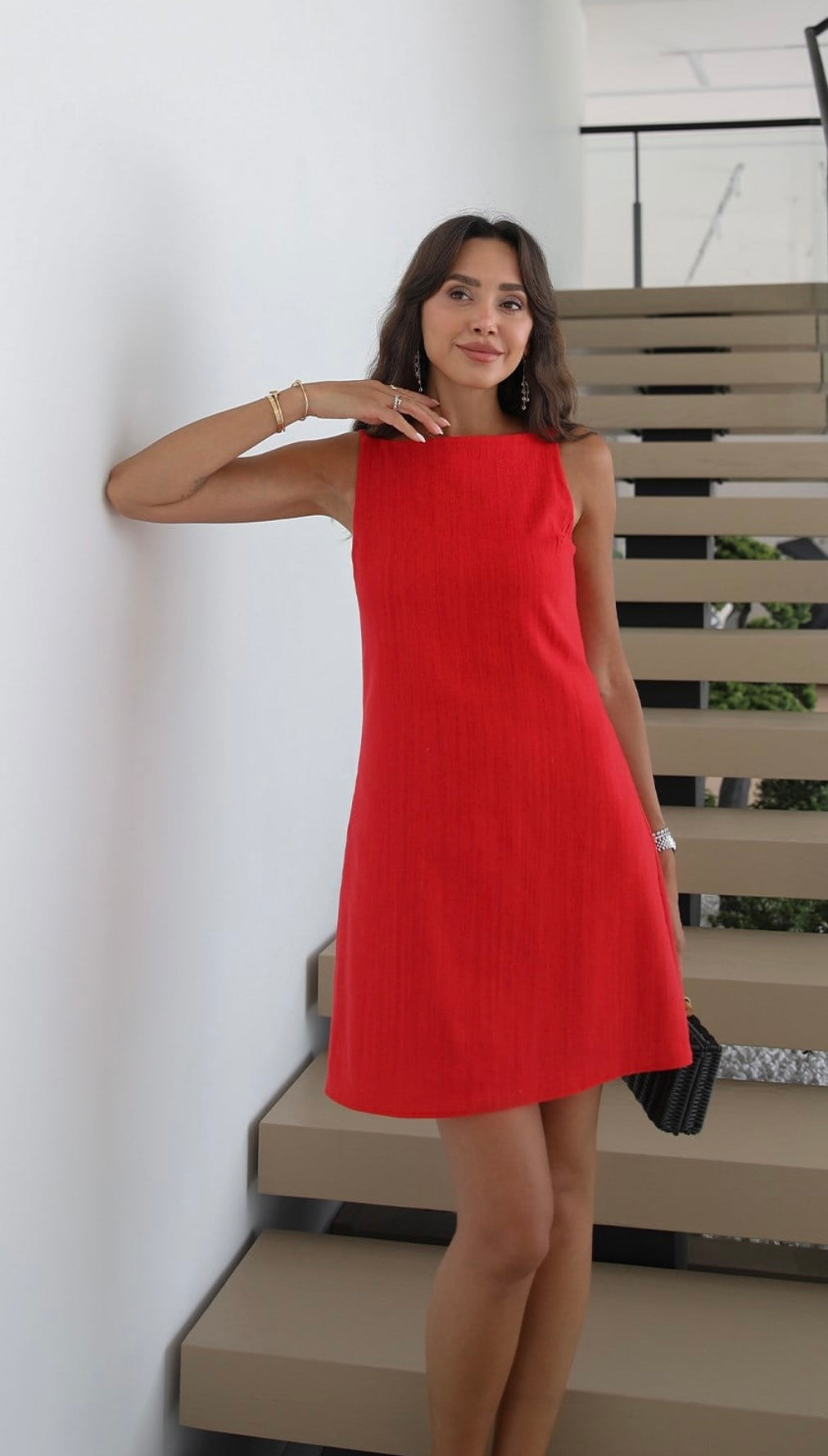 Amelia Linen Dress - Red