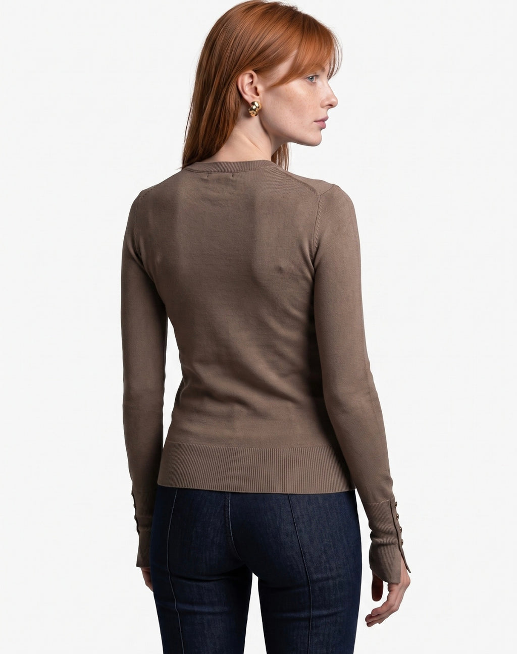Cuff Button Top - Mocha