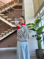 Zip Stripe Knit - Red