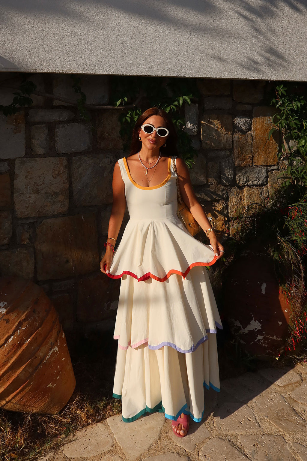 Rainbow Trim Maxi Dress