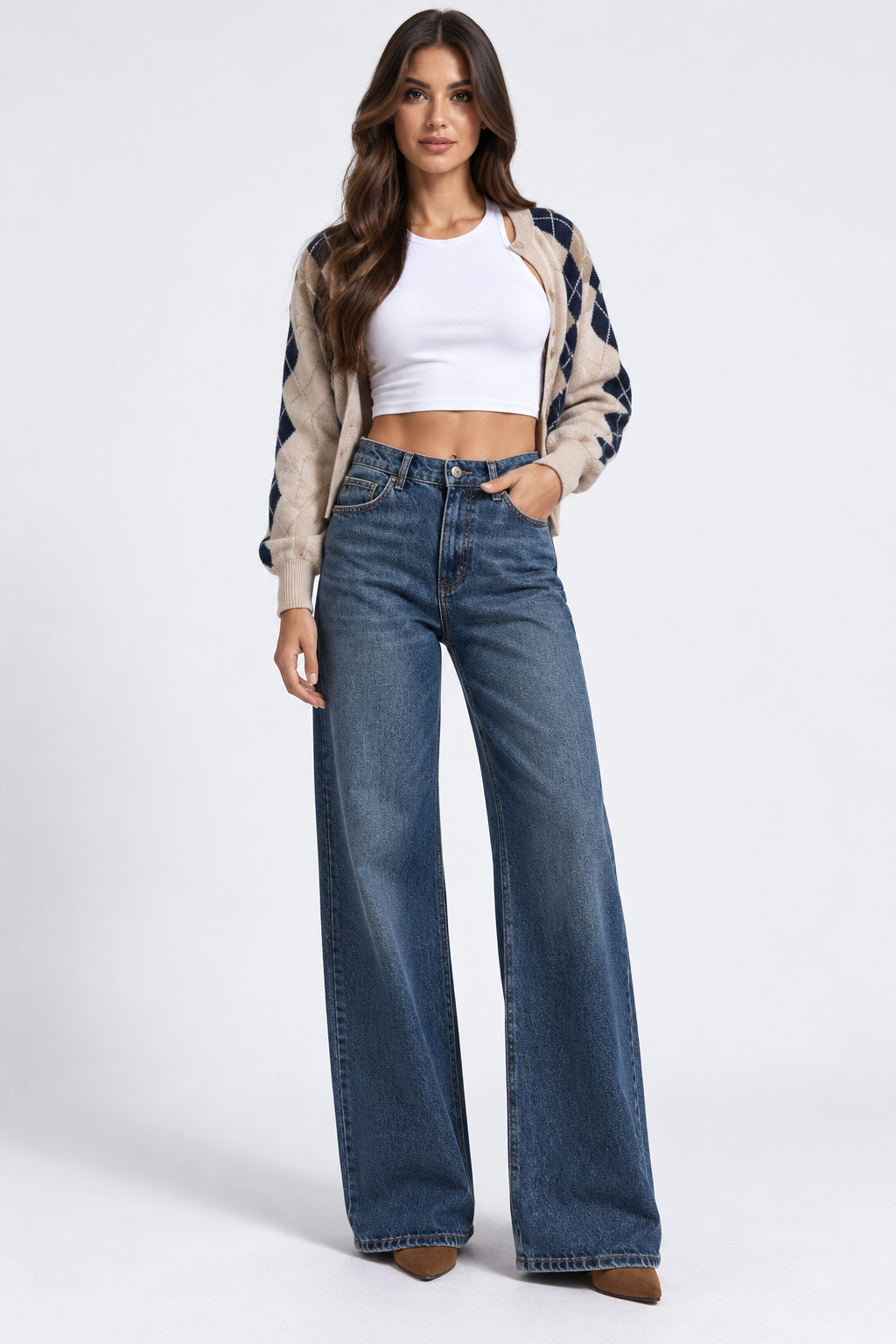 Blue Wash Wide Jeans