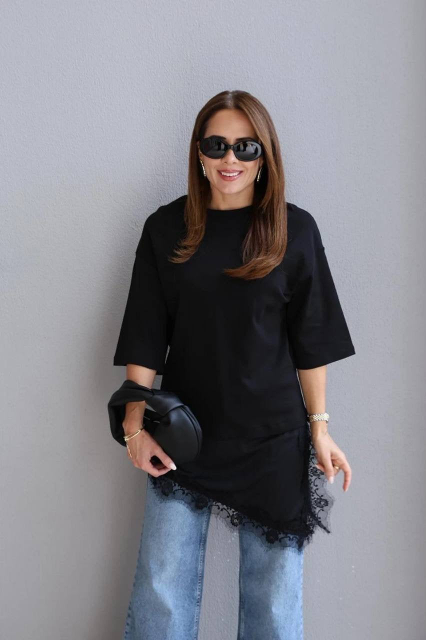 Lace-Detailed Tshirt