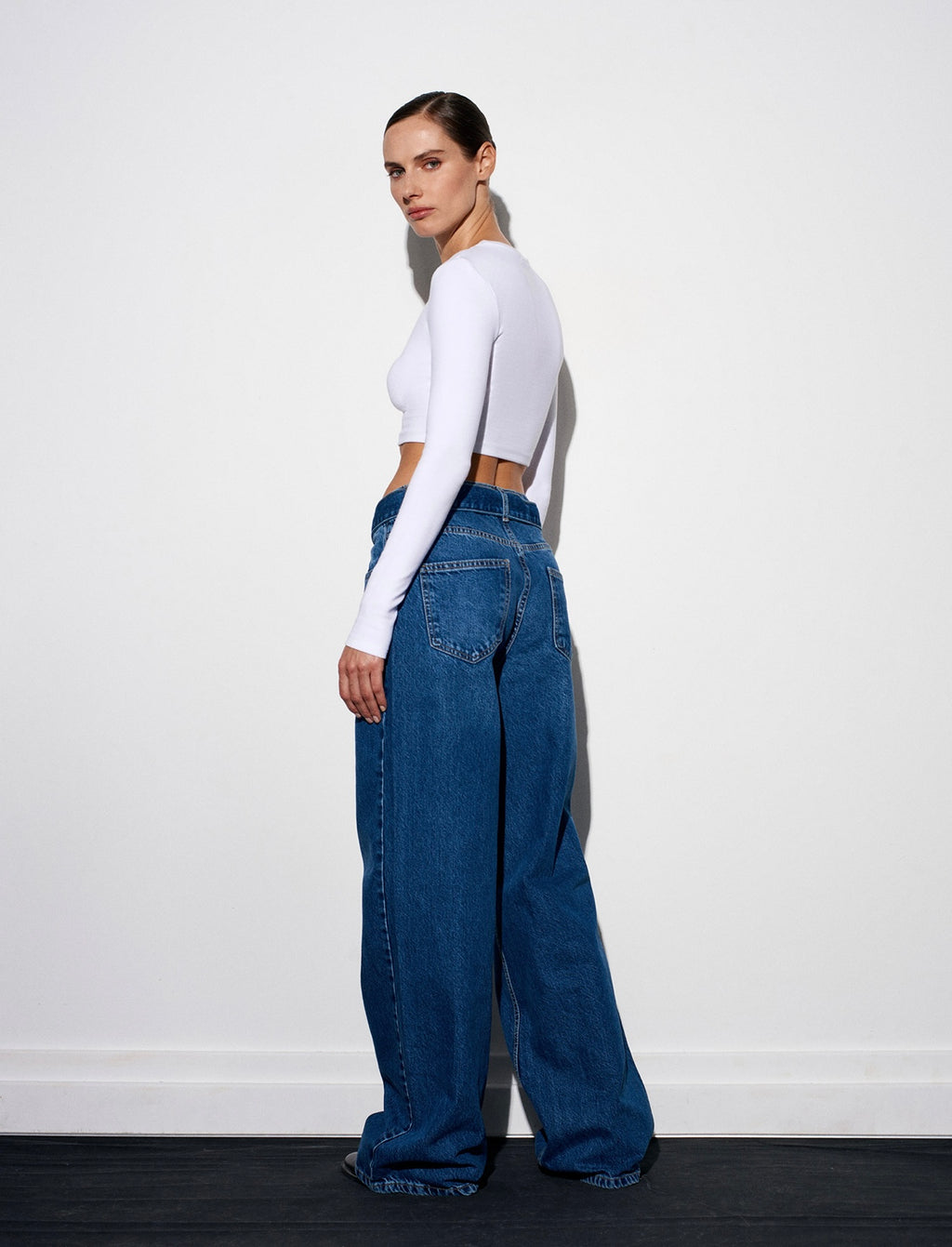 Belted-wide leg jeans