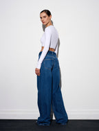 Belted-wide leg jeans