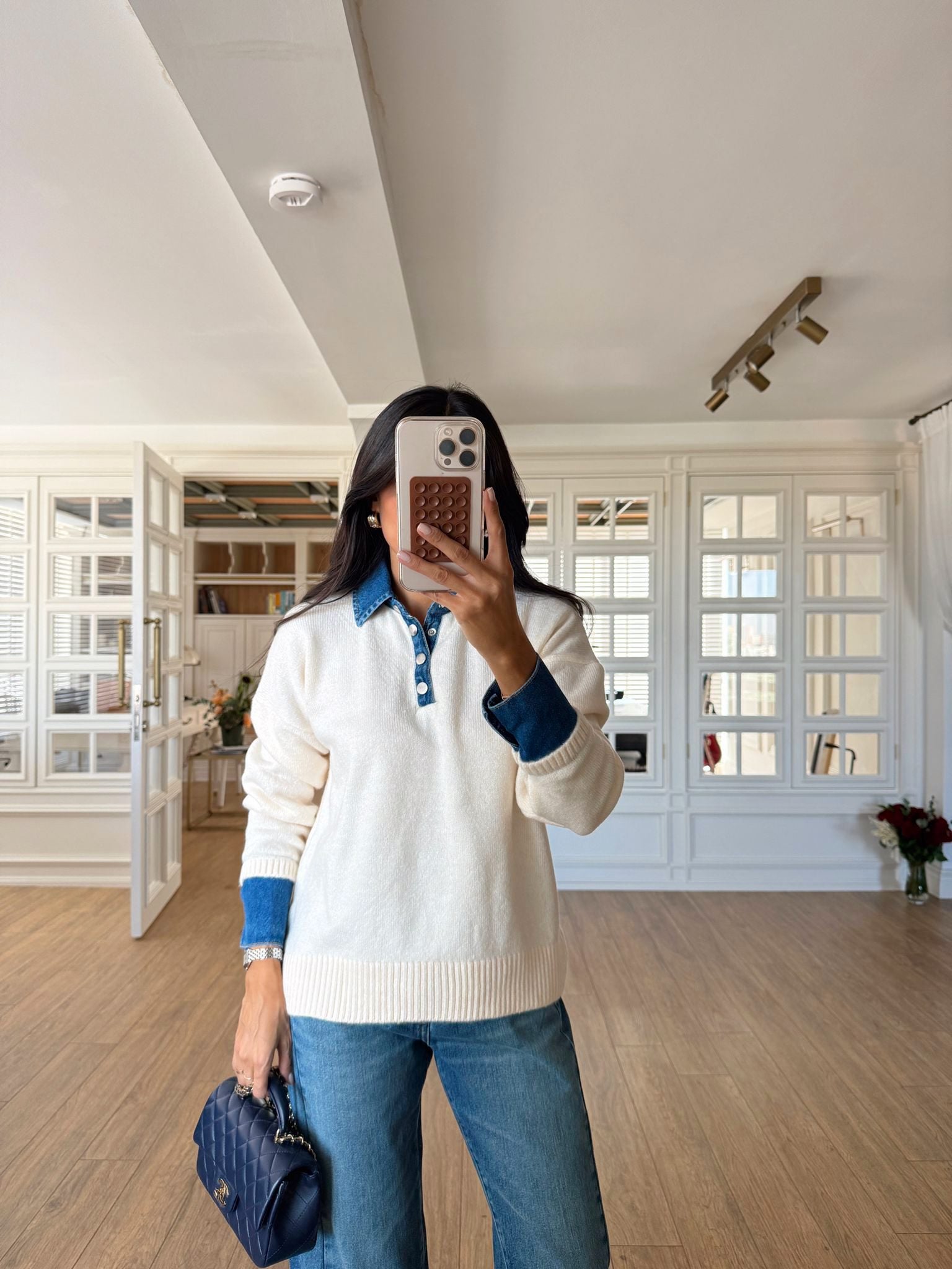 Denim Detailed Sweater