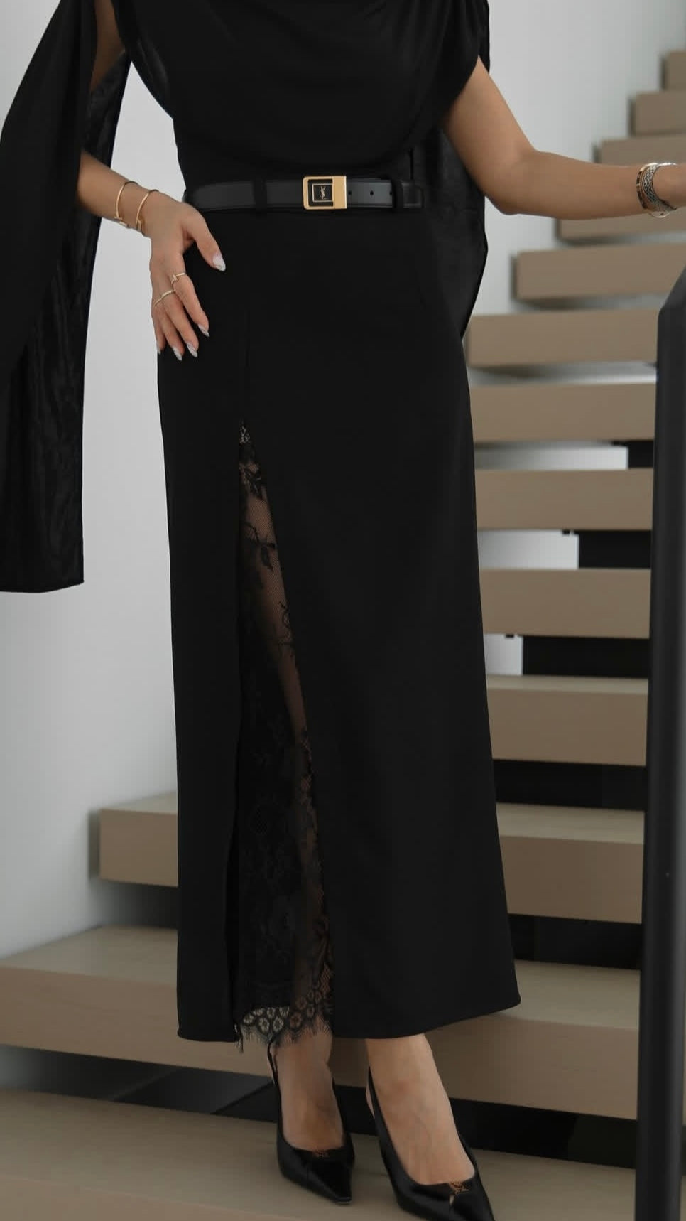 Black Skirt with lace details