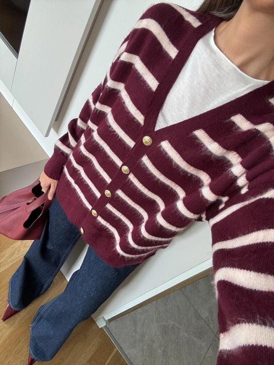 Burgundy Striped cardi