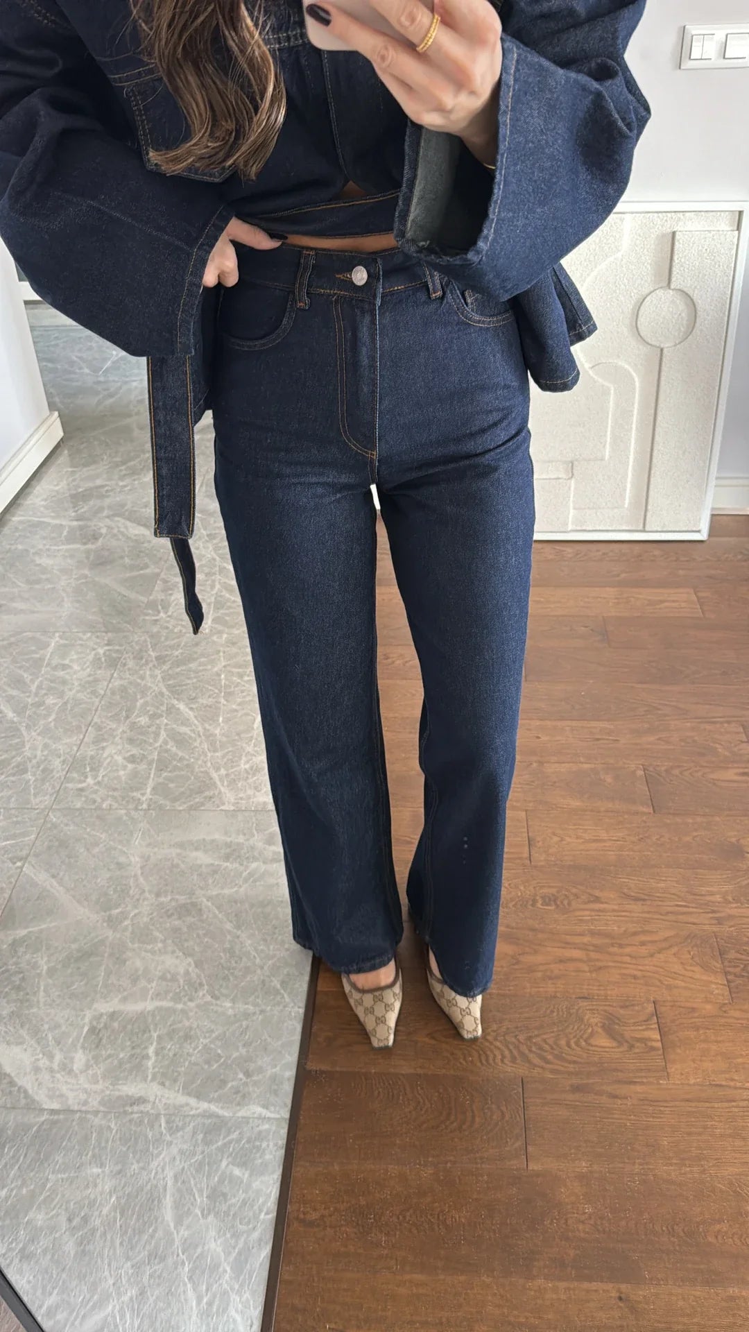 Waist-tied Denim Suit