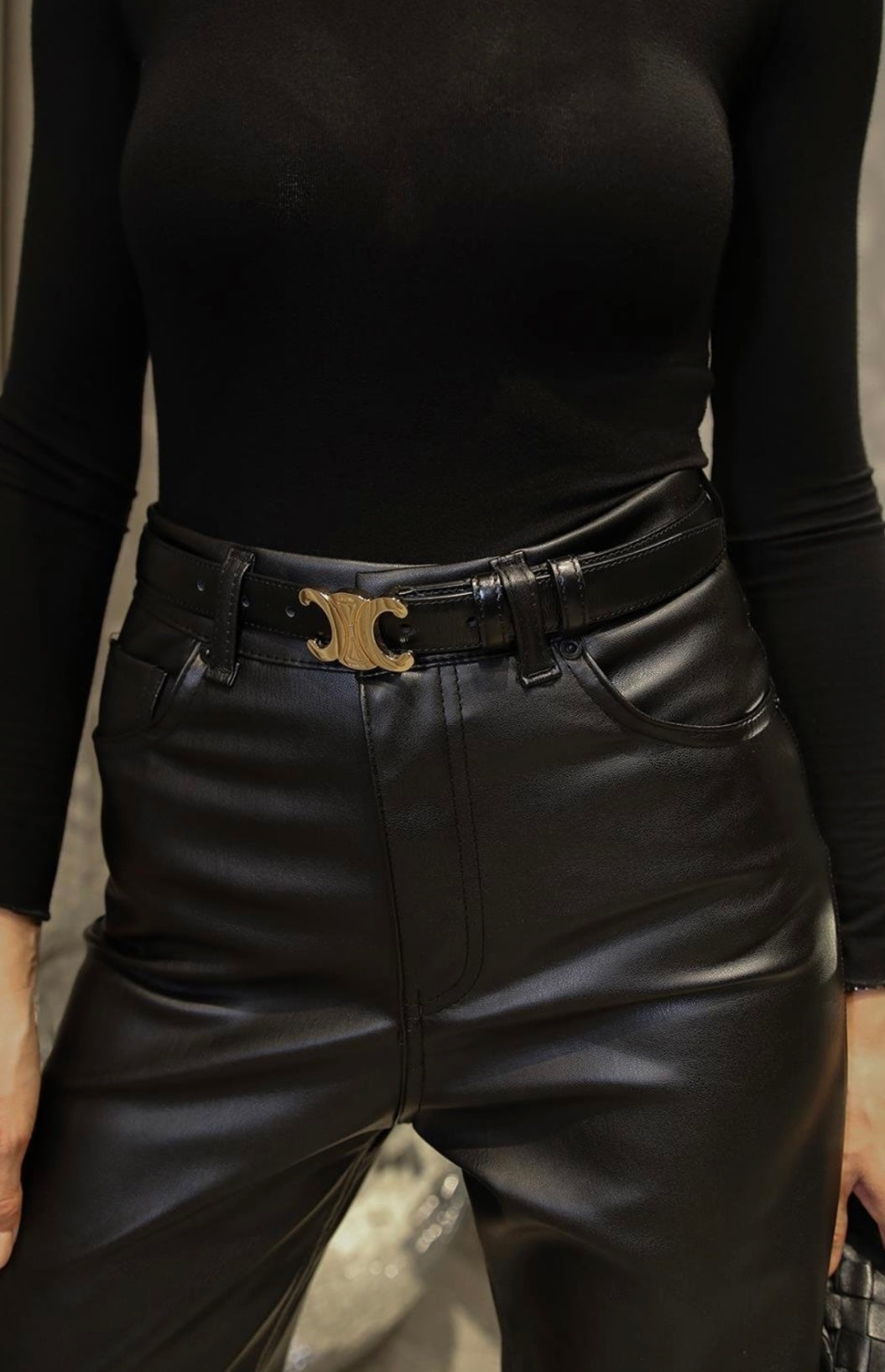 Black Palazzo leather pants