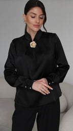 Black Blouse with gold wear