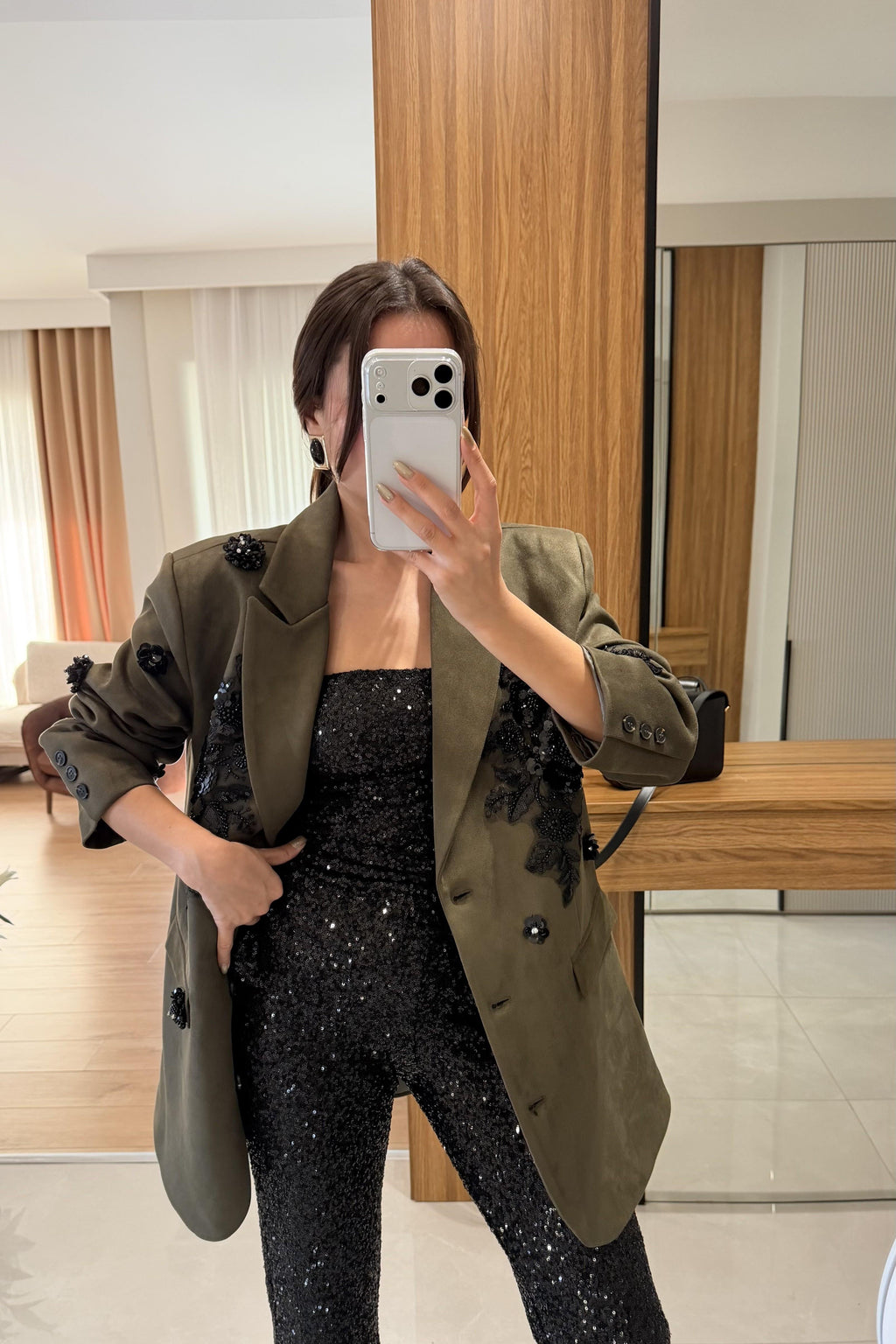 Blazer with Black Embroidery