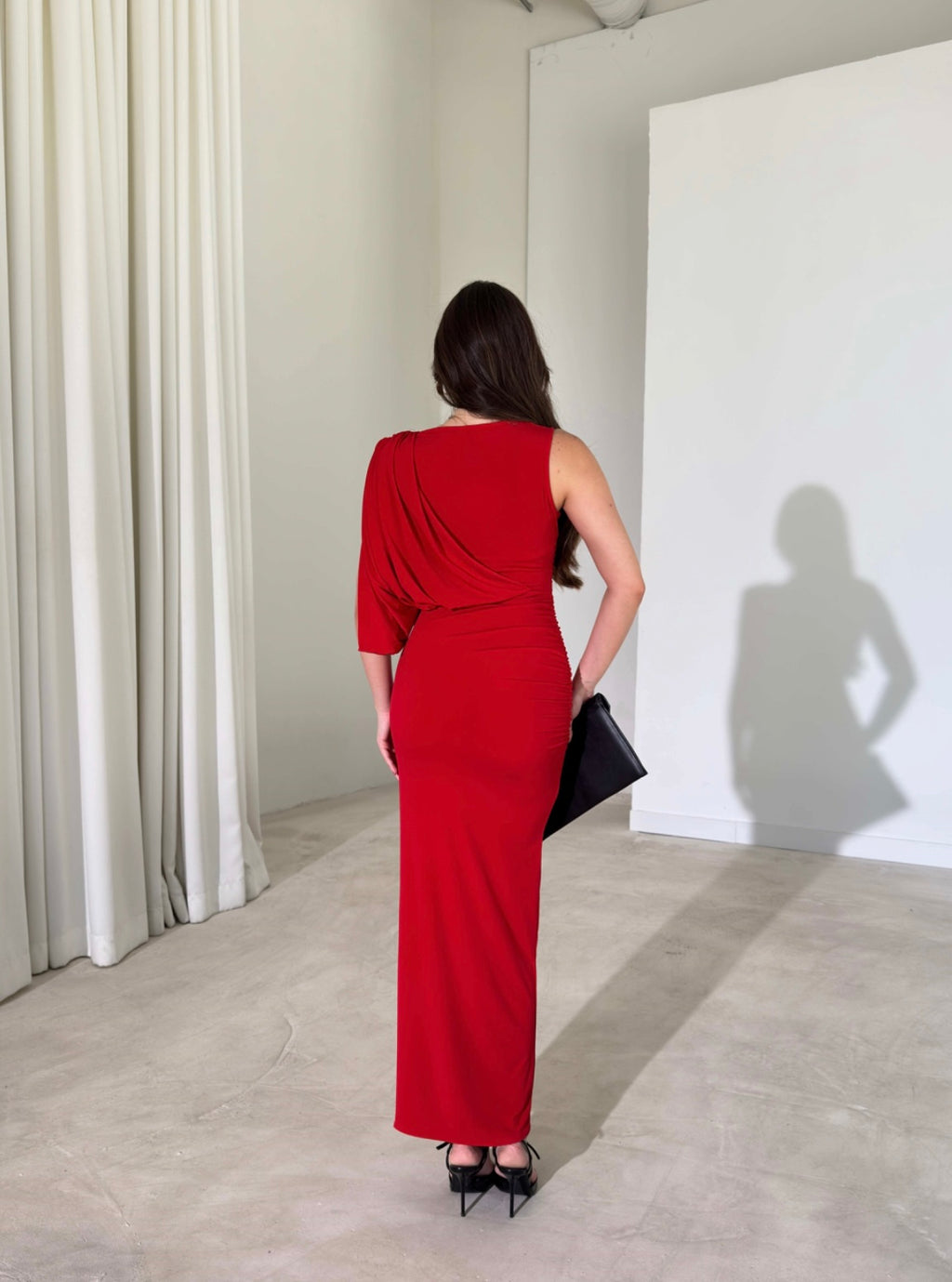 Cape Drape Dress - Red