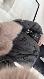 Fur Denim Jacket - Black