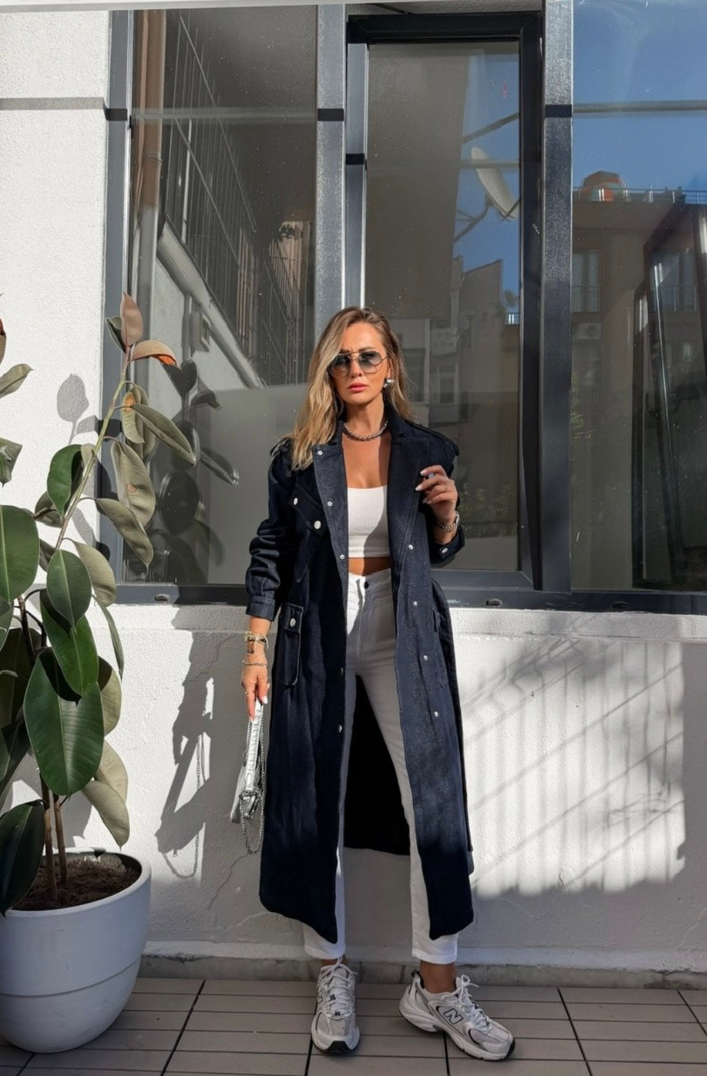 Maxi Denim Trench Coat