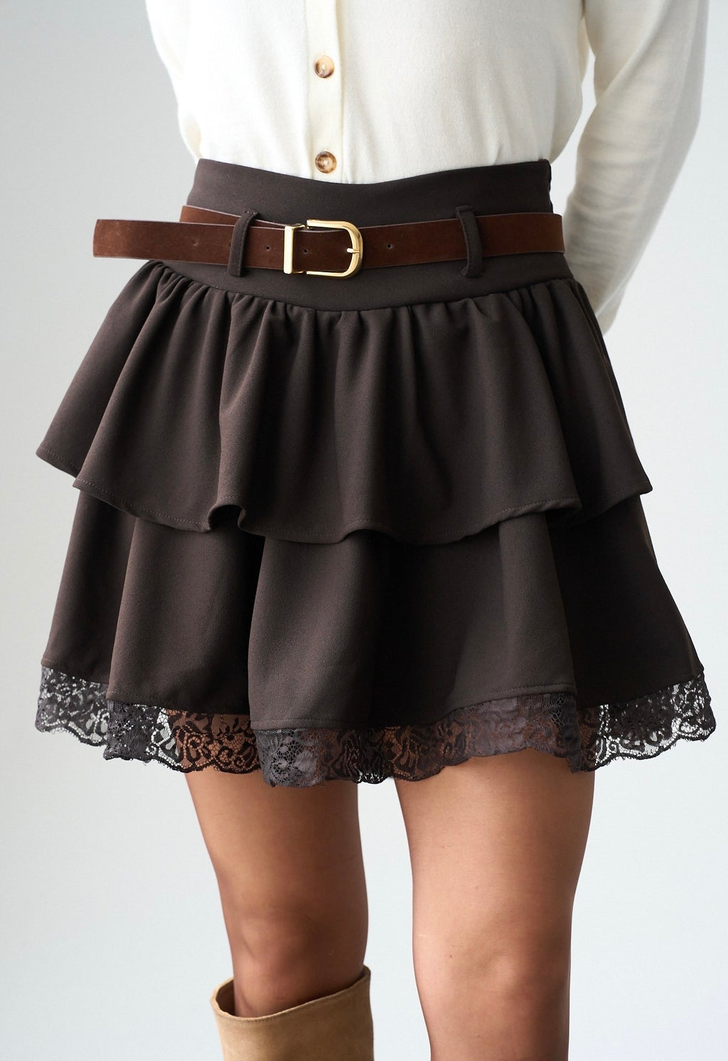 Brown Belted Skirt