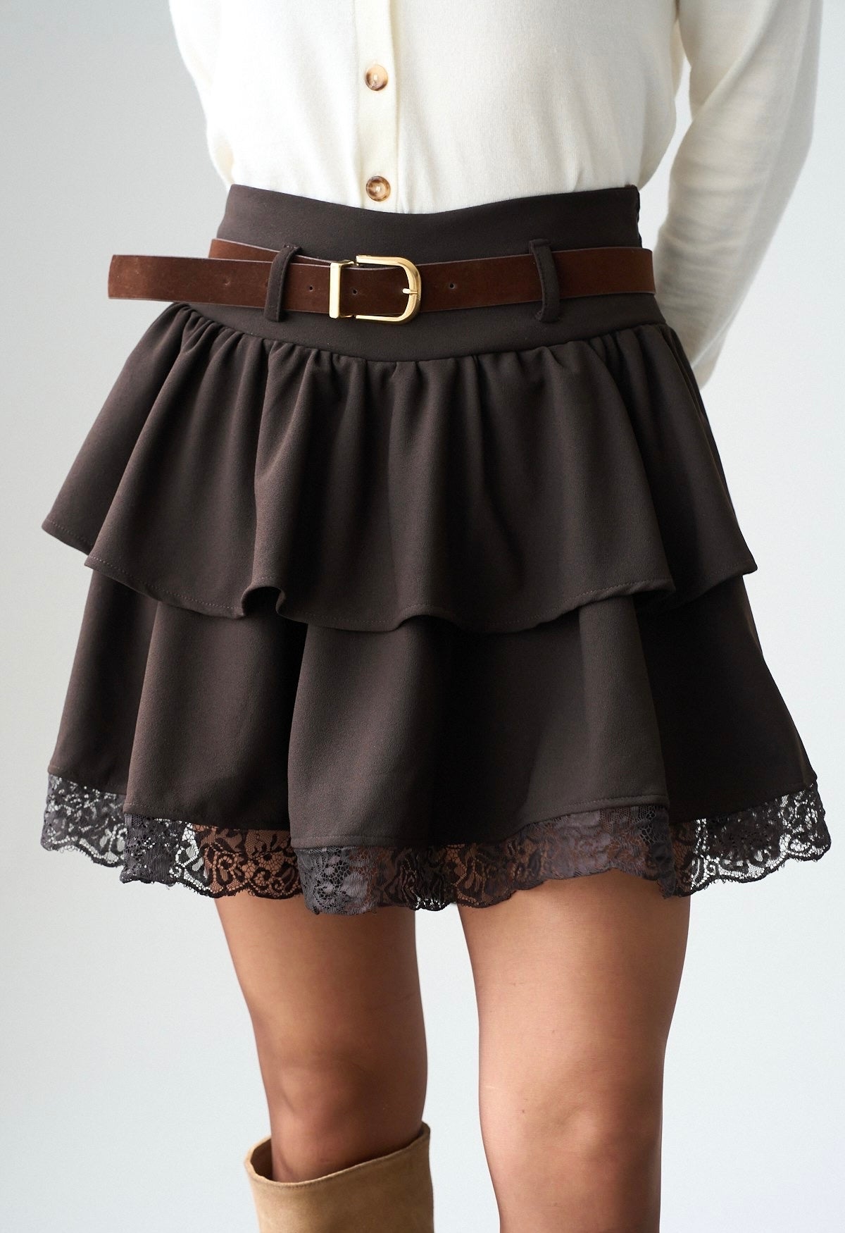 Brown Belted Skirt