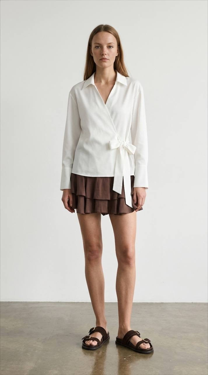 Side Tie Shirt - white