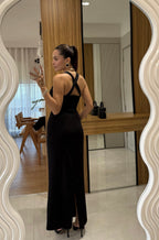 Crossed-Back Black Dress
