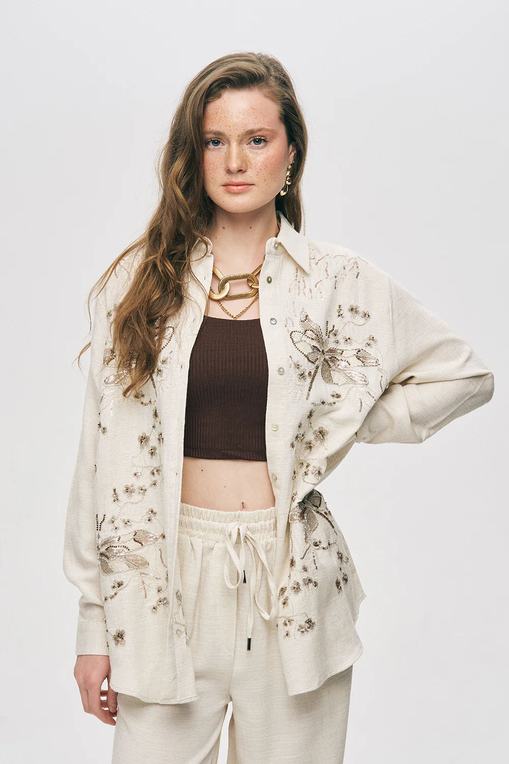 Linen Shirt with Embroidery