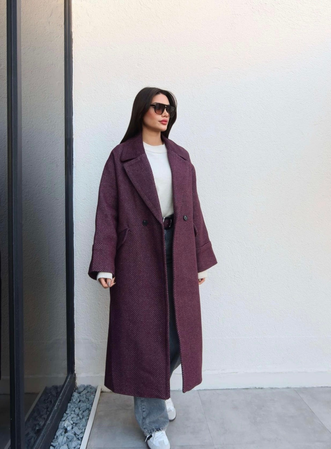 Burgundy Oversized Coat