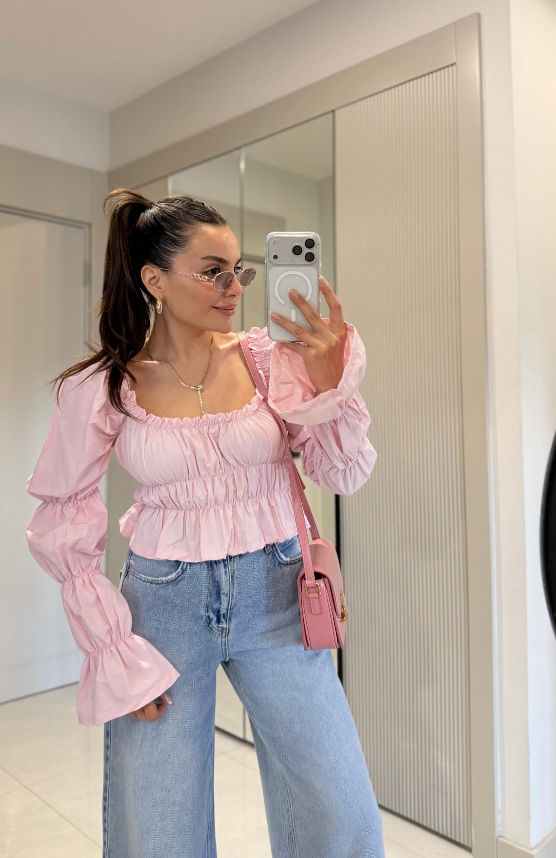 Puff-Sleeve Top - Pink