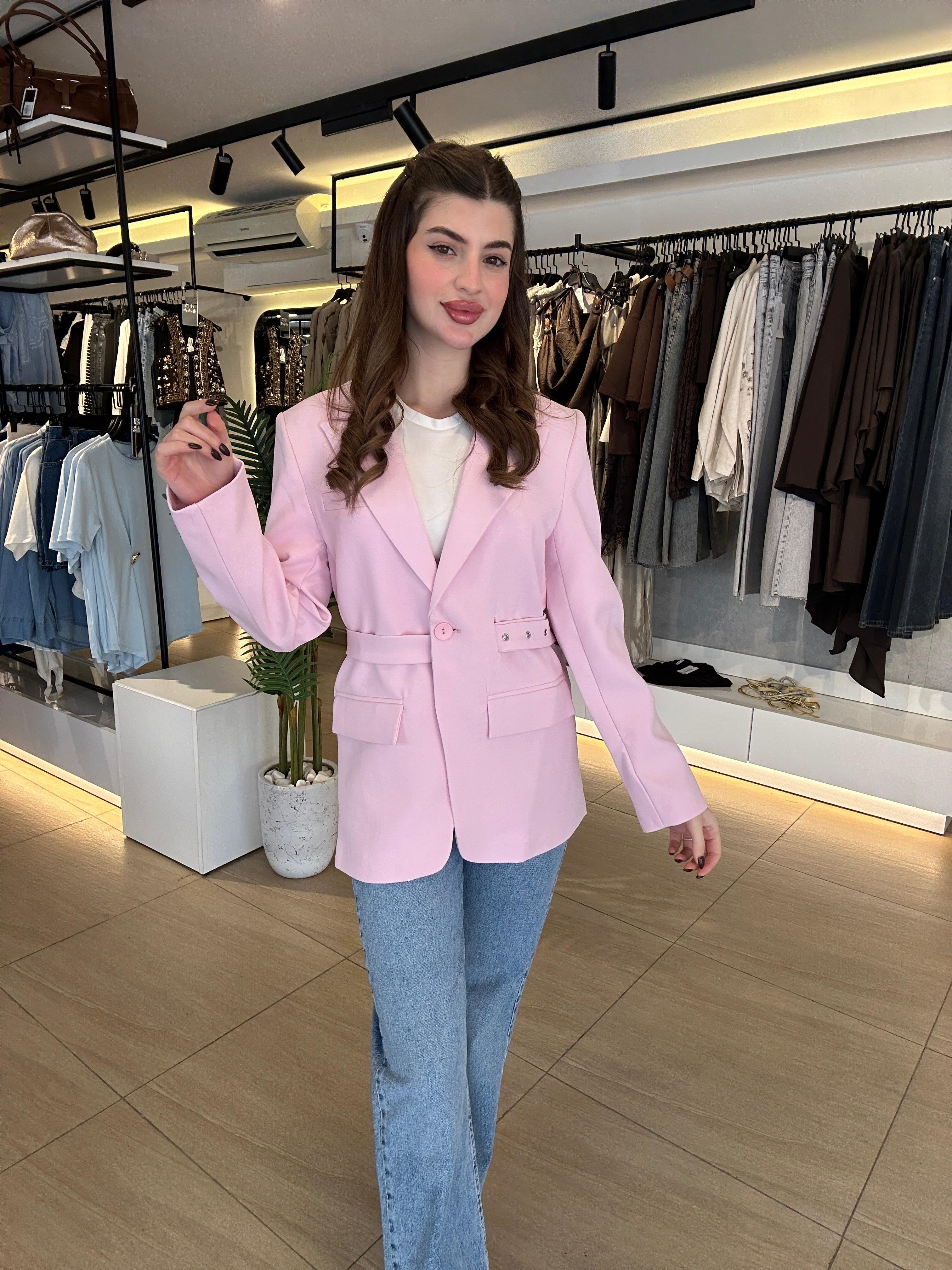 Pink Belted Blazer