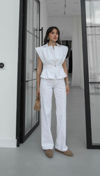 Cross Belt Jeans - White