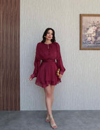 Padded Jacquard Tulle Dress