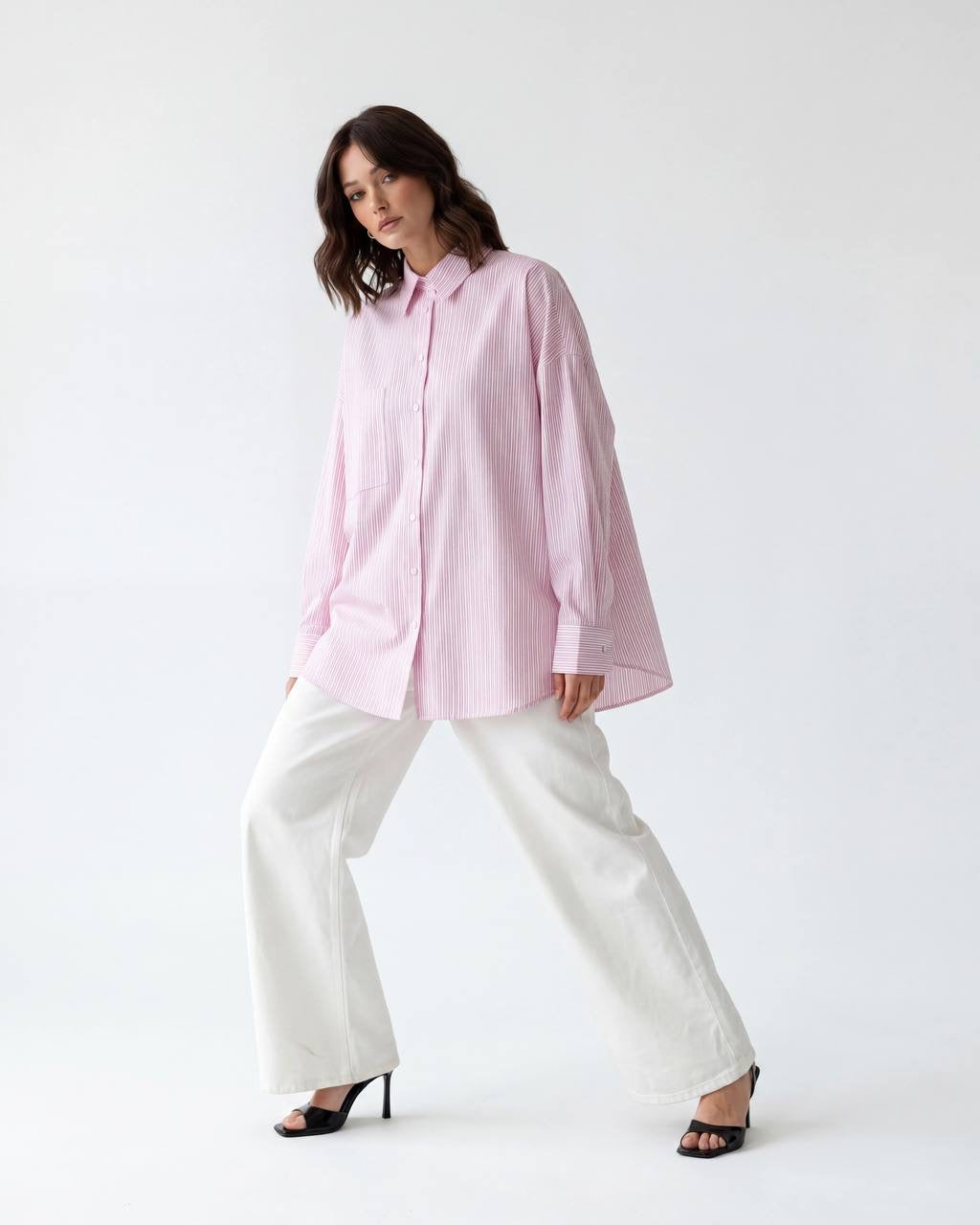 Oversized Striped Shirt - Pink