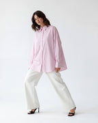 Oversized Striped Shirt - Pink