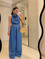 Blue Satin Set