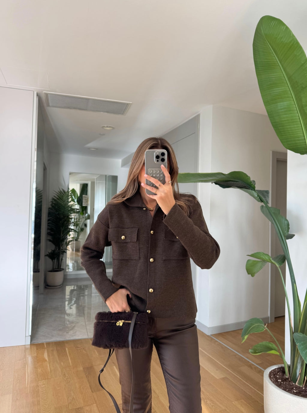 Brown Cardigan with Gold Buttons