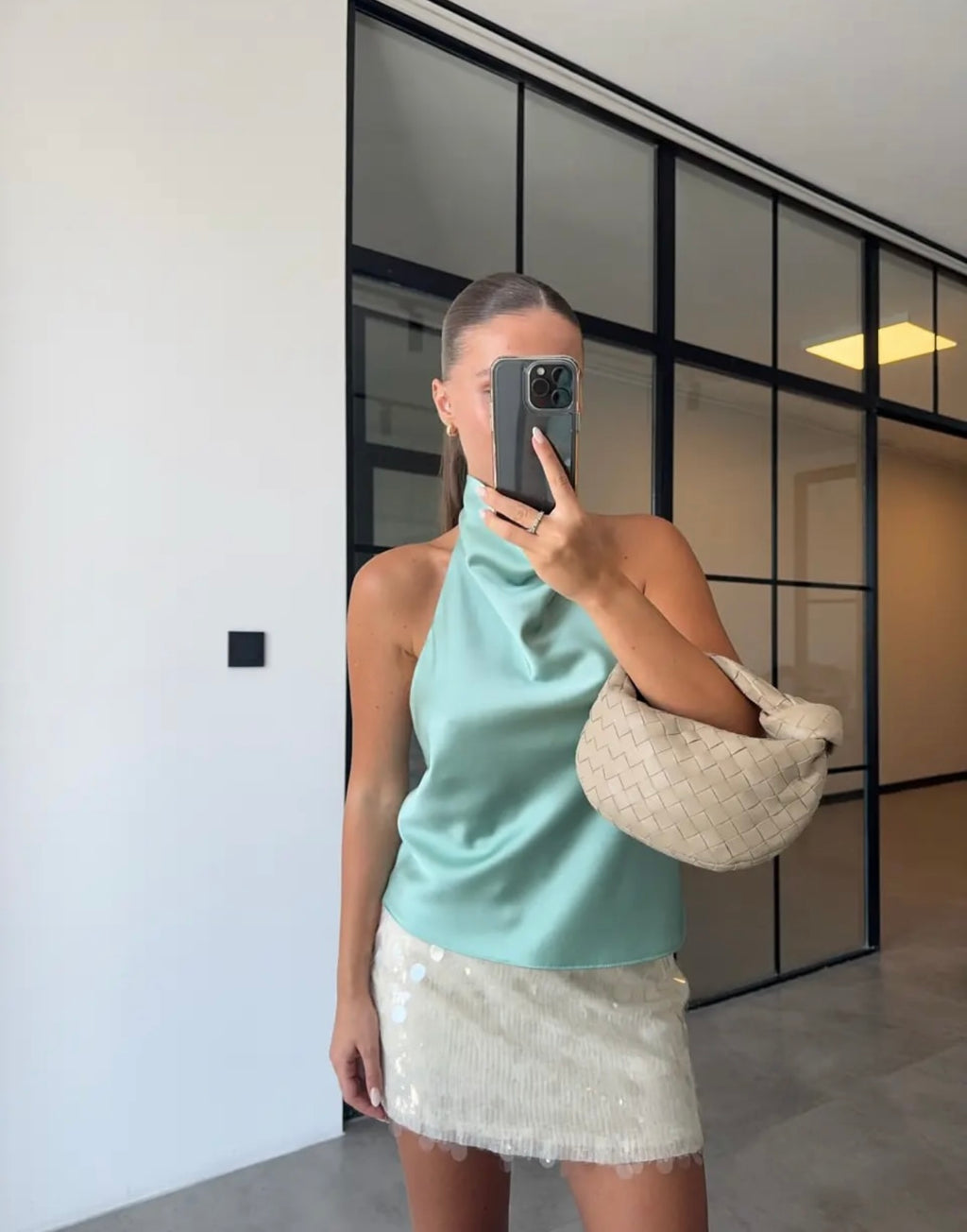Halter-neck Satin Blouse