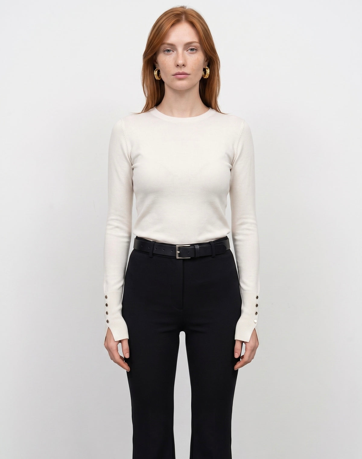 Cuff Button Top - Ecru