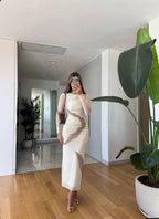 Ecru Patterned Dress