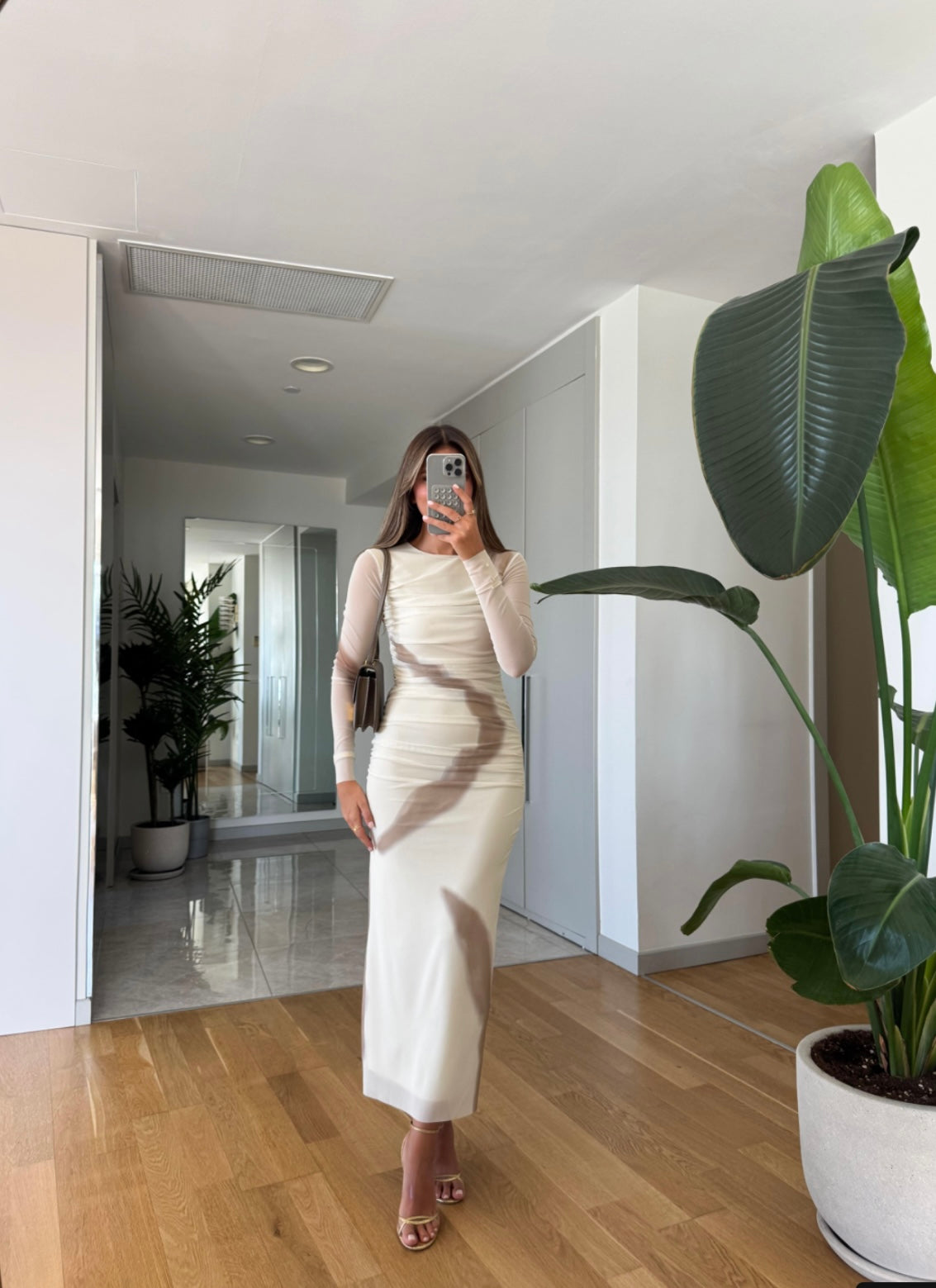 Ecru Patterned Dress