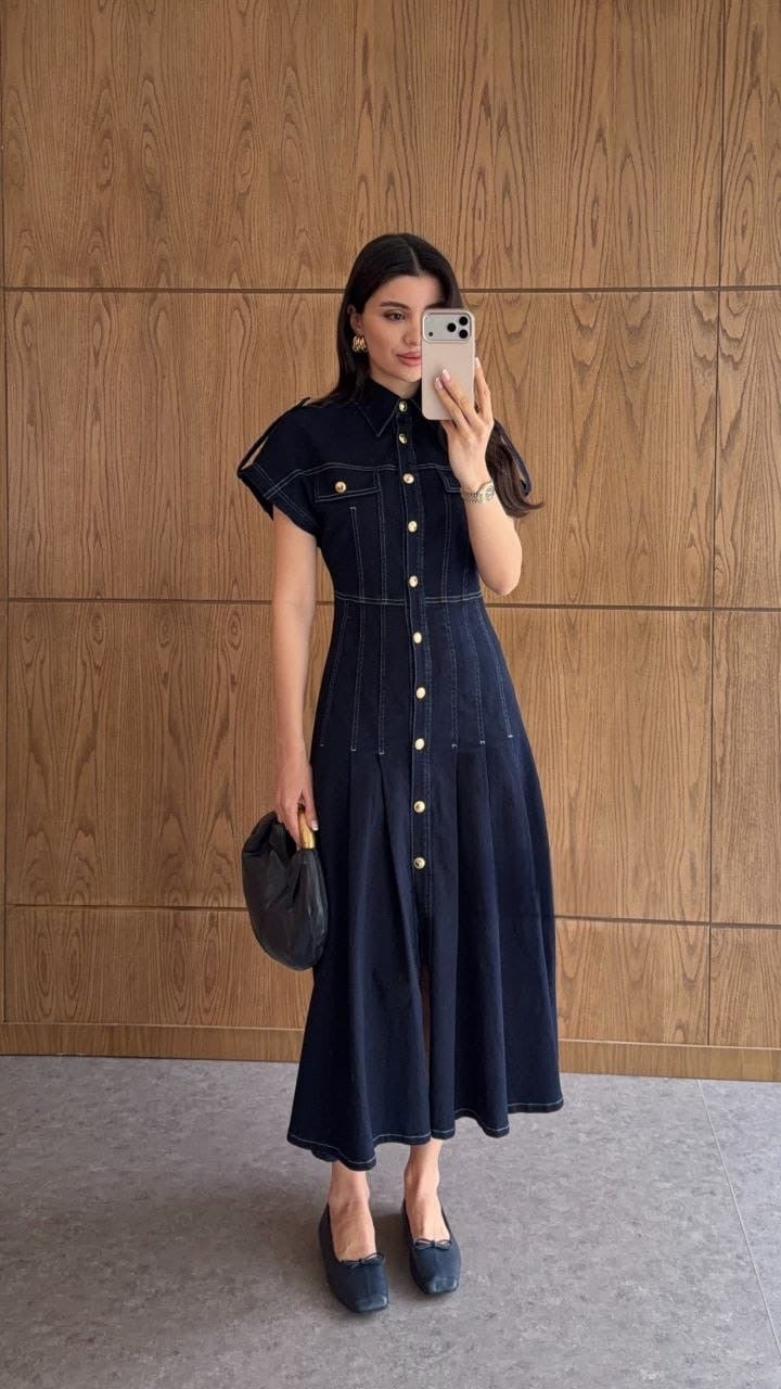 Classy waisted Denim Dress