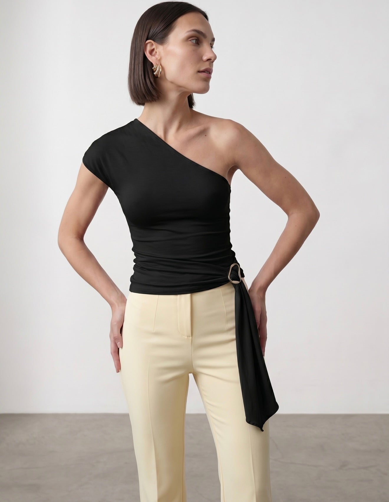 one shoulder Blouse - Black