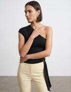 one shoulder Blouse - Black