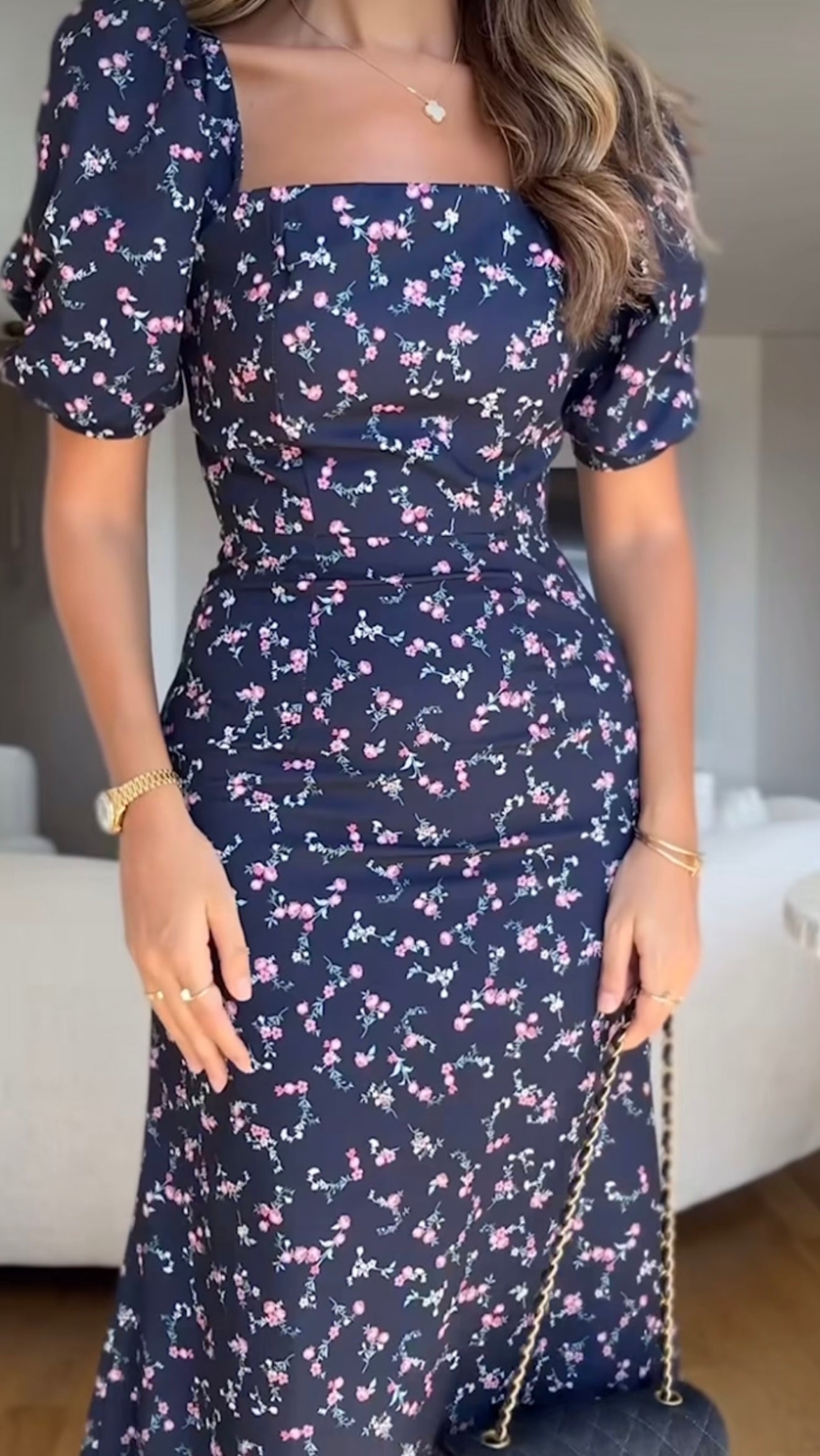 Navy Floral Dress