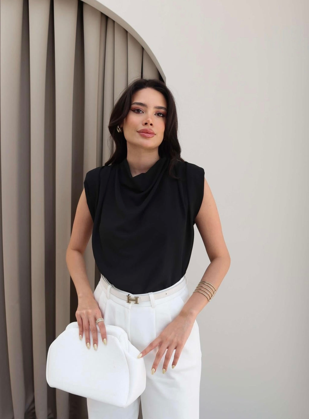 Drappe Satin Top