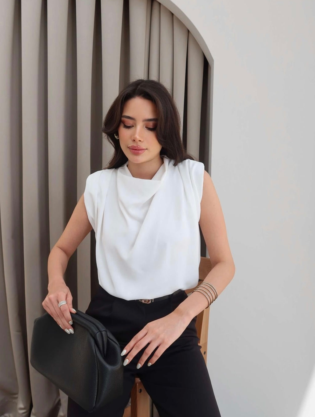 Drappe Satin Top