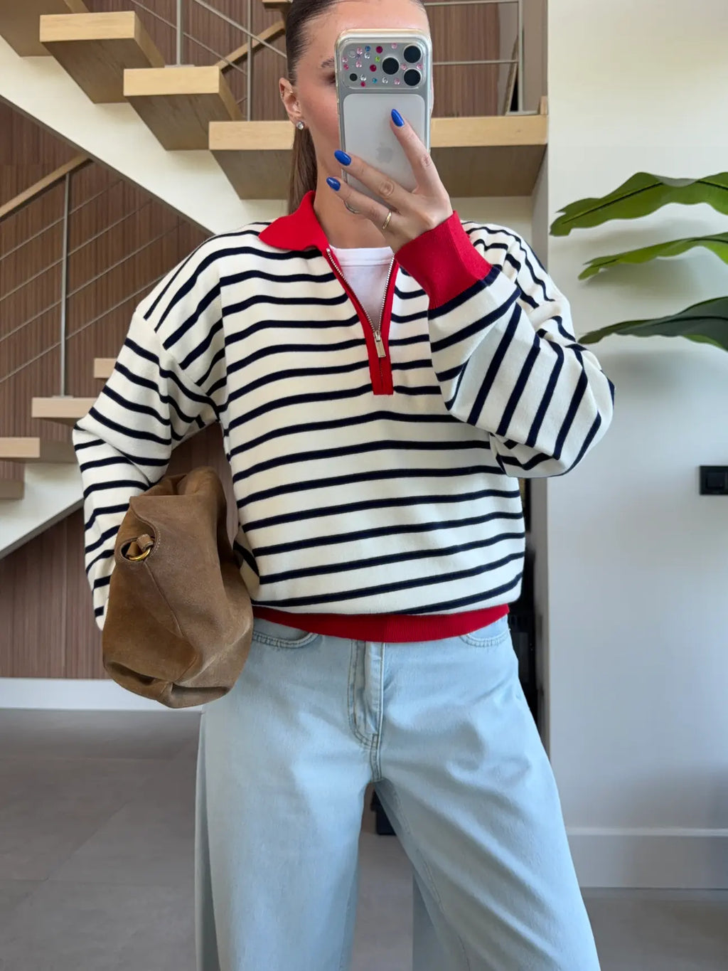 Zip Stripe Knit - Red